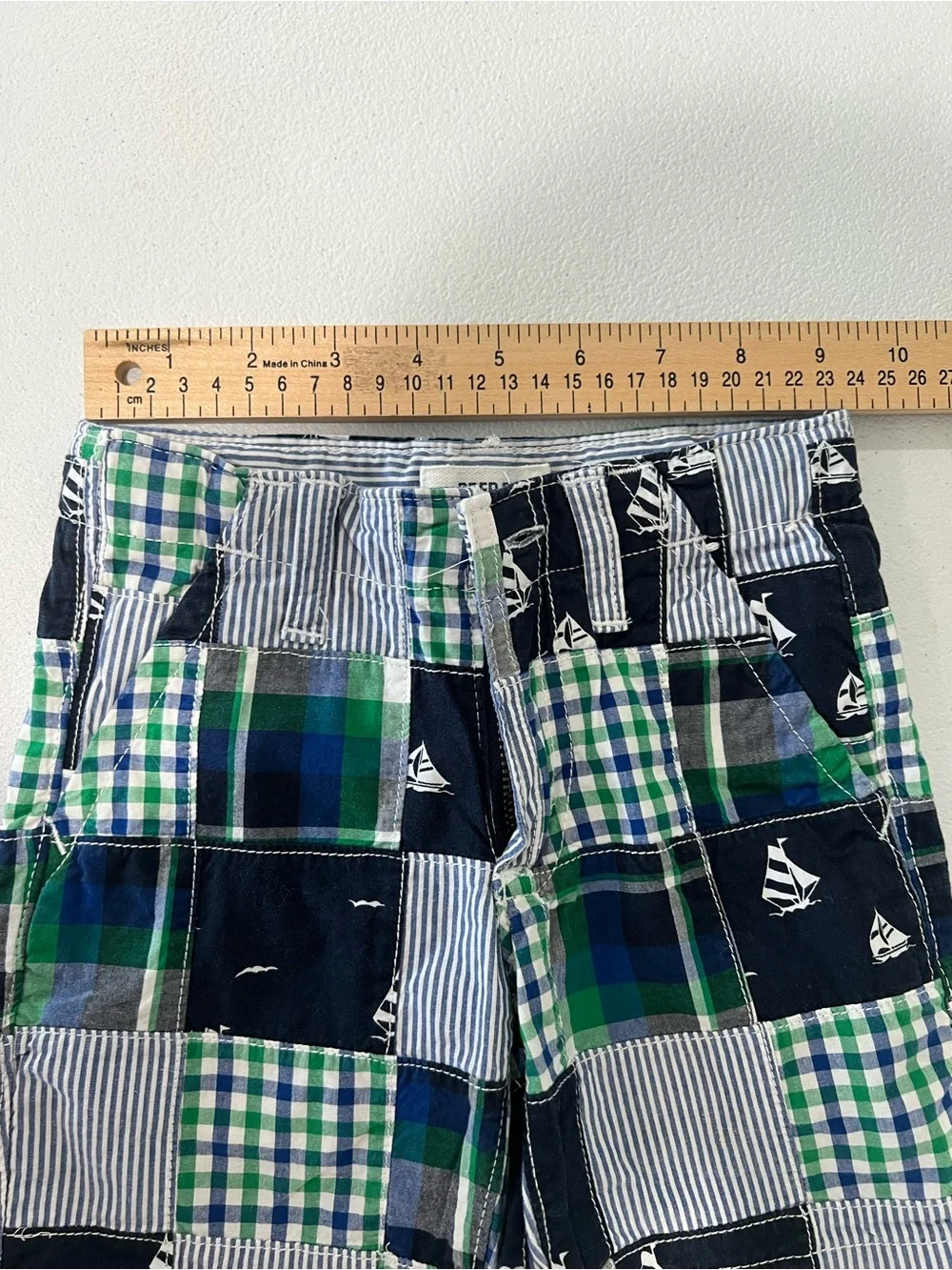 Gymboree Patchwork Plaid Shorts - Navy, Green & White